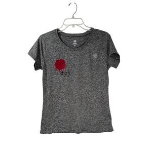 Rabbit women’s short sleeve heather gray dot wine t-shirt size Large #7-1927